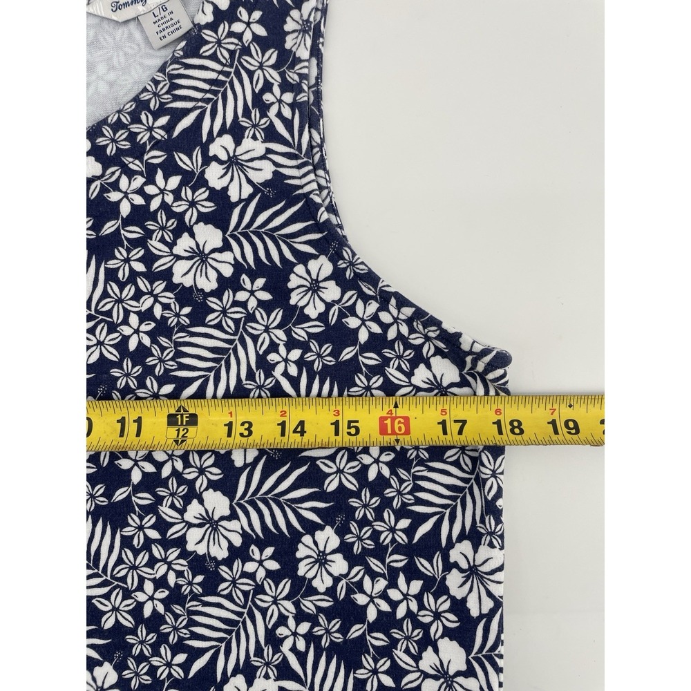 Tommy Bahama Tank Dress Women Lg  Blue Tropical Floral Sleeveless Ruffle Midi - Picture 5 of 7